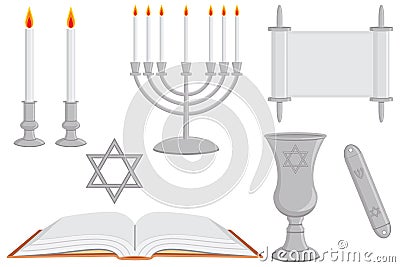 Jewish Religious Objects Vector Illustration
