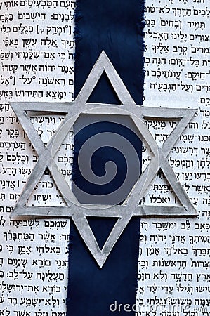 Jewish Star of David with Tanach background Stock Photo
