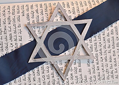 Jewish Star of David with Tanach background Stock Photo