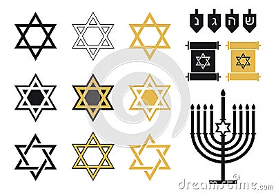 Jewish stars, religious icon set, Stock Photo