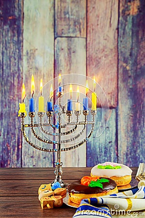 jewish symbols Hanukkah, the Jewish Festival of Lights Stock Photo