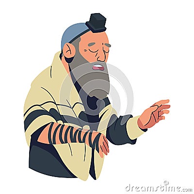 jewish tefillin leather Vector Illustration