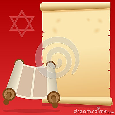 Jewish Torah Scroll and Old Parchment Vector Illustration