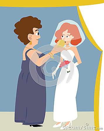 Jewish wedding, bride given cup of wine by mother-in-law Vector Illustration