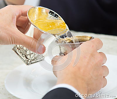 Jewish wedding. 2 silver glasses Stock Photo