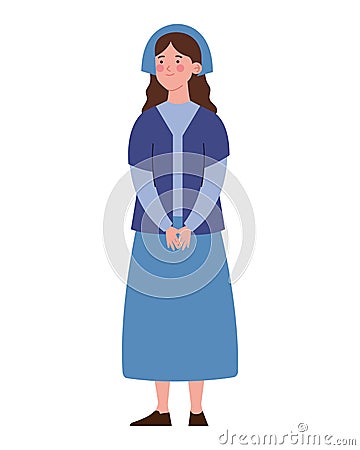 jewish woman standing Cartoon Illustration