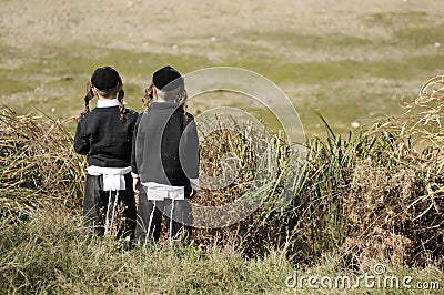 Jews, jewish, judaism, hasidim, back, behind Editorial Stock Photo