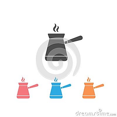 Jezve turkish coffe pot icon set. Vector isolated Vector Illustration
