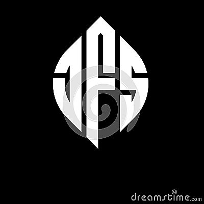 JFS circle letter logo design with circle and ellipse shape. JFS ellipse letters with typographic style. The three initials form a Vector Illustration