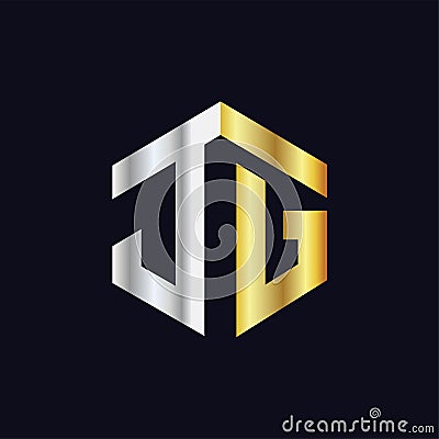 JG Initial letter hexagonal logo vector Vector Illustration