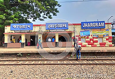 Jhargram, West Bengal, India: crowded Jhargram railway station, West Bengal, india Editorial Stock Photo