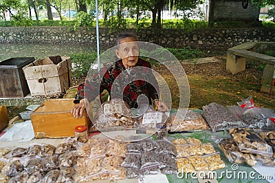 Jiangmen Xinhui, China: street vendors Editorial Stock Photo