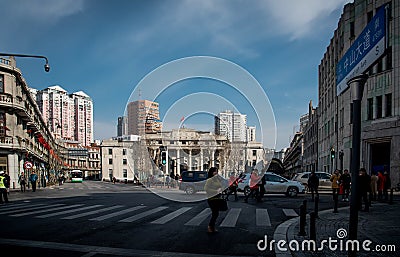 Street view of Jianghan Road , in wuhan city,china Editorial Stock Photo