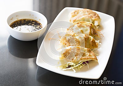 Jiaozi or gyoza, Chinese dumpling Stock Photo