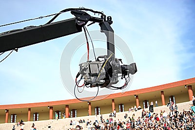 JIB crane camera Stock Photo