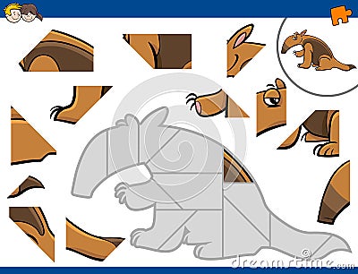 Jigsaw puzzle with anteater Vector Illustration