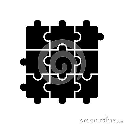 Jigsaw puzzle black glyph icon Vector Illustration