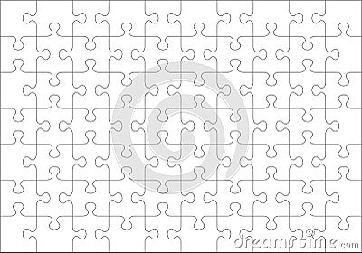 Jigsaw puzzle blank template of 70 pieces Vector Illustration