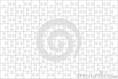 Jigsaw puzzle blank template of 150 pieces, horizontal Vector Illustration