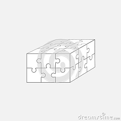 Jigsaw puzzle blank vector 3x2, six pieces Vector Illustration