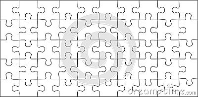 Jigsaw puzzle grid template. Puzzles blank template or cutting guidelines. Classic mosaic game element vector Vector Illustration