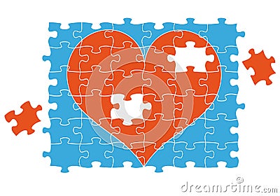 Jigsaw puzzle heart, vector Vector Illustration