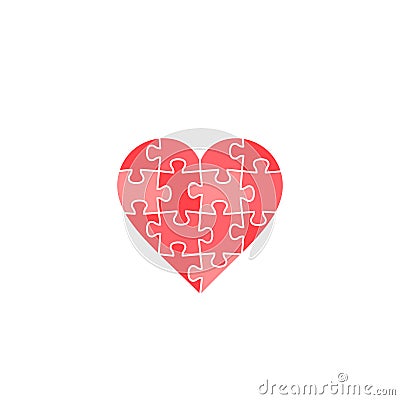 Jigsaw puzzle heart, Vector isolated red illuatration Vector Illustration