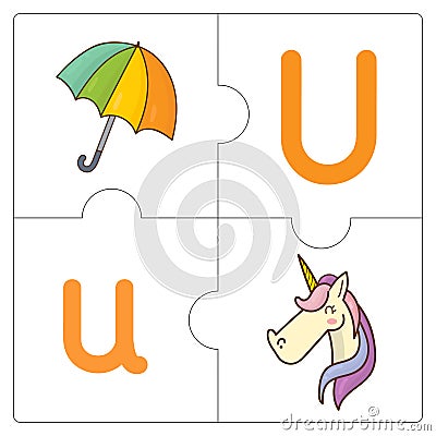 The jigsaw puzzle match words -U Vector Illustration