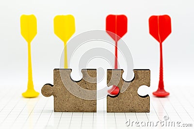 Jigsaw puzzle piece on the jigsaw board, image use for solving problems, background concept Stock Photo