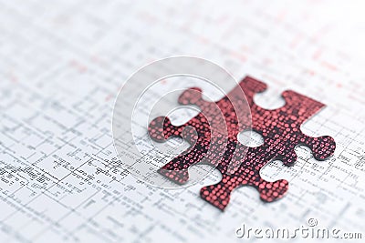 A jigsaw puzzle piece with digital binary code, technology and innovation concept, isolated on white background Stock Photo