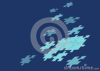 Jigsaw puzzle pieces hovering above blank space merging together symbolizing realization of new ideas displaying Vector Illustration