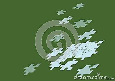 Jigsaw puzzle pieces hovering above blank space merging together symbolizing realization of new ideas displaying Vector Illustration