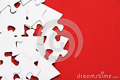 Jigsaw Puzzle on Red Stock Photo