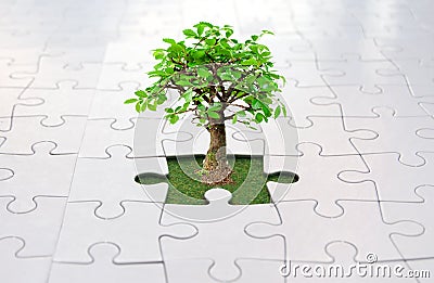 Jigsaw puzzle tree Stock Photo