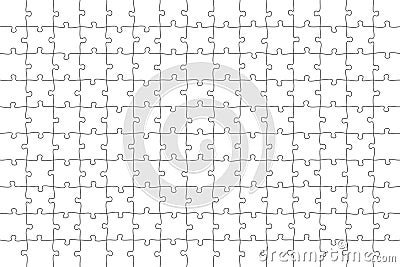 Jigsaw Puzzle 15x10 square piece template. Jigsaw puzzle grid vector stroke scheme Vector Illustration