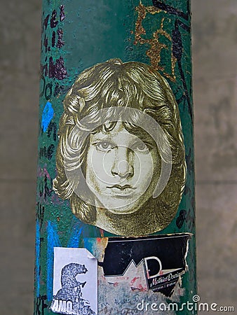 Jim Morrison Graffiti Face Editorial Stock Photo