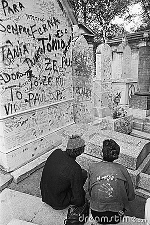 Jim Morrison's grave, paris, france 1987 Editorial Stock Photo