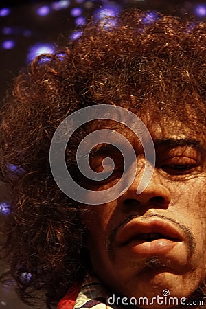 Jimi Hendrix as James Marshall Hendrix famous guitarlist, Madame Tussauds wax Editorial Stock Photo