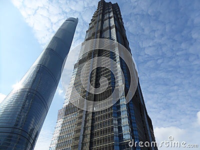 Jin mao and shanghai towers in lujiazui shanghai china Stock Photo