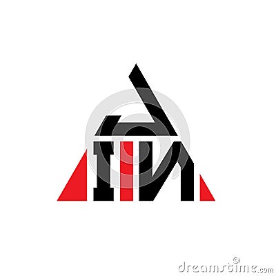 JIN triangle letter logo design with triangle shape. JIN triangle logo design monogram. JIN triangle vector logo template with red Vector Illustration