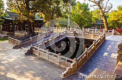 Jinci Memorial Temple(museum) scene. Flying Bridge Editorial Stock Photo