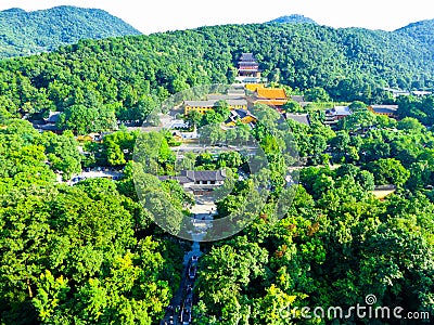 Jingci temple view from Leifeng Pagoda Stock Photo