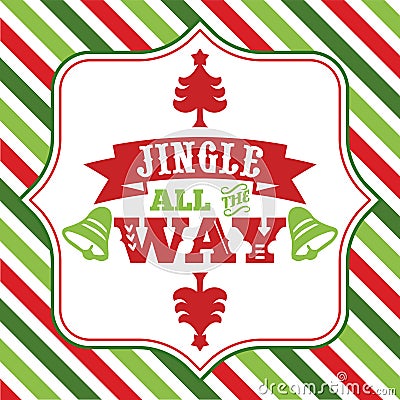 Jingle all the way sayings word art Cartoon Illustration