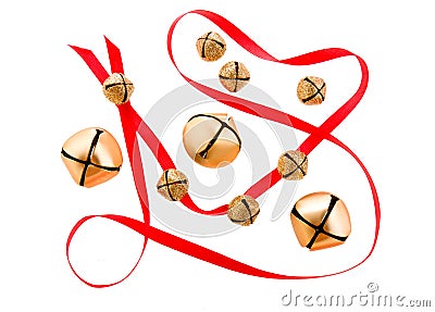 Jingle bells with red ribbon Stock Photo