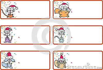 Jingle Cat Christmas Gift Tags Vector Illustration