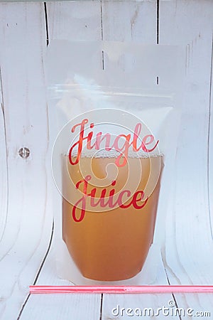Jingle Juice Adult Reusable Drink Pouch Stock Photo