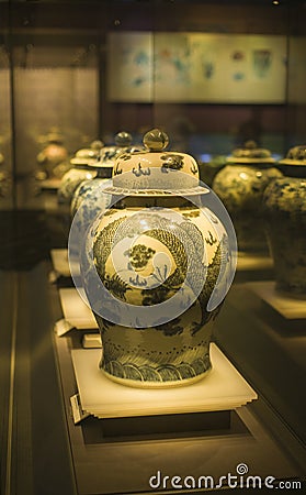 Jingzhou Museum, Hubei Province, China. In the stone age, the spring and Autumn period, the Warring States period, and the Han Dyn Editorial Stock Photo