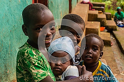 JINKA, ETHIOPIA - FEBRUARY 6, 2020: Children in Jinka, Ethiop Editorial Stock Photo