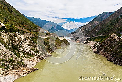 Jinsha River view on the way from Lijiang to Lugu lake Stock Photo