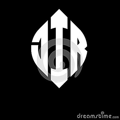 JIR circle letter logo design with circle and ellipse shape. JIR ellipse letters with typographic style. The three initials form a Vector Illustration